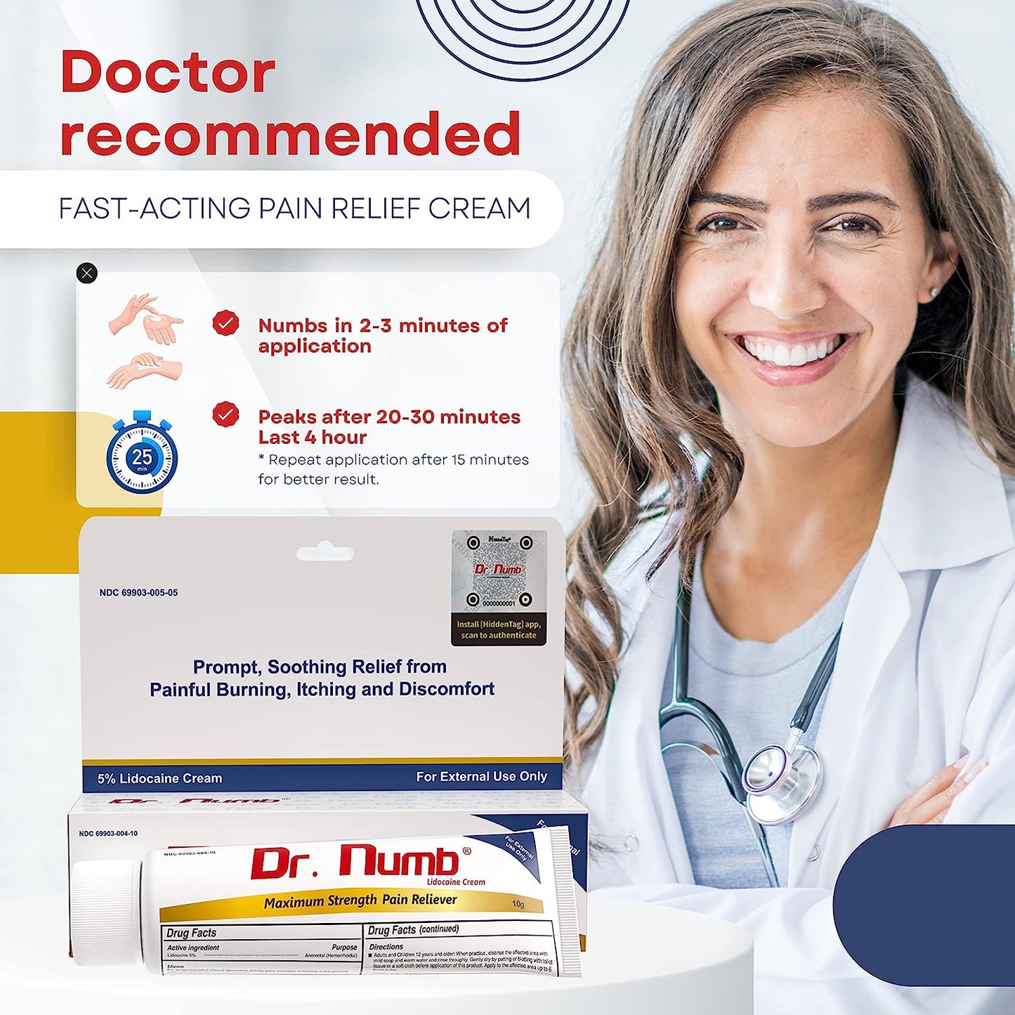 Dr. Numb® 5% Cream - 10g (DIN)